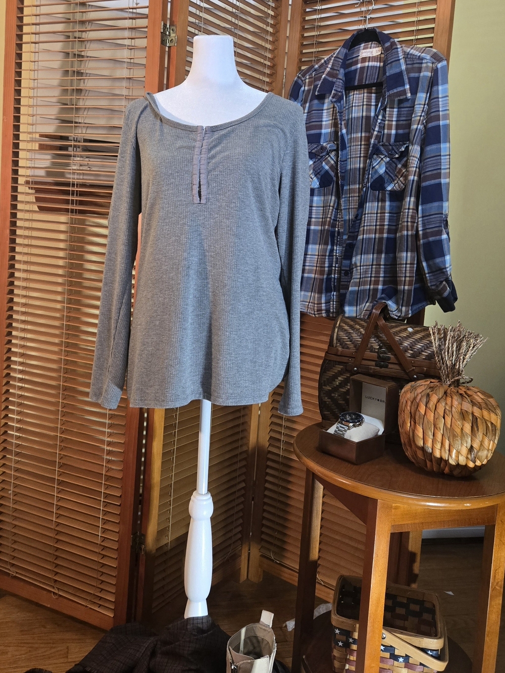 Torrid Super Soft Ribbed Henley Grey Long Sleeve Top Plus Size 0 / Large 12